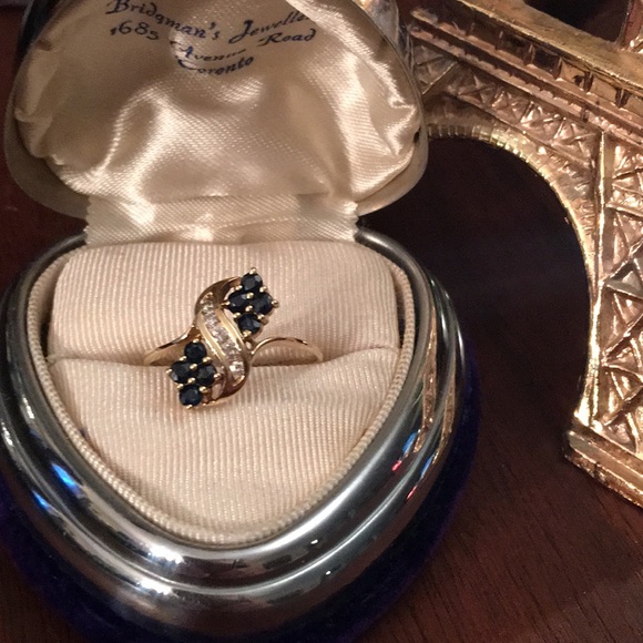 14k Gold Diamond & Sapphire ring - Picture 3 of 7